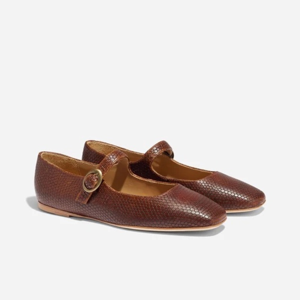 Nisolo Lola Mary Jane Flats in Cider Snake